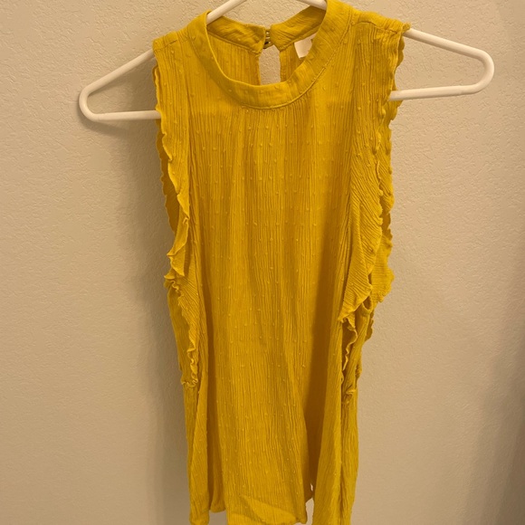 Maeve by Anthropologie Swiss Dotted Yellow High neck Tank - Picture 2 of 4